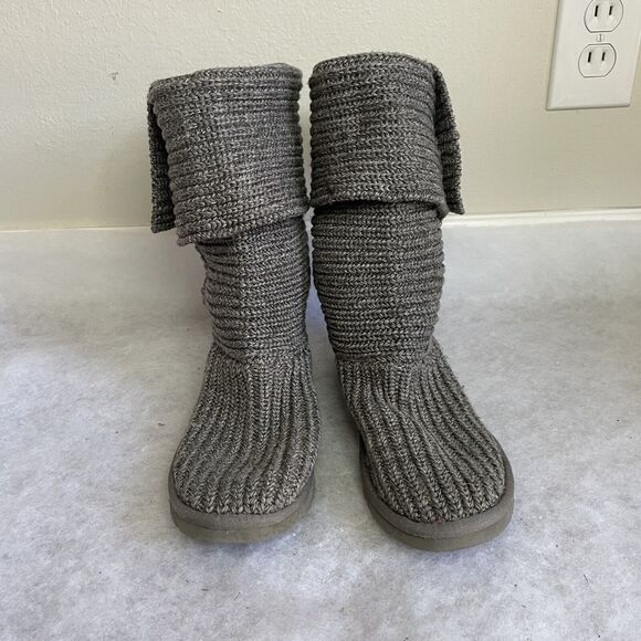 UGG Australia Classic Cardy Tall Sweater Knit Boot Comfort Casual Gray Women 7 - Picture 2 of 8